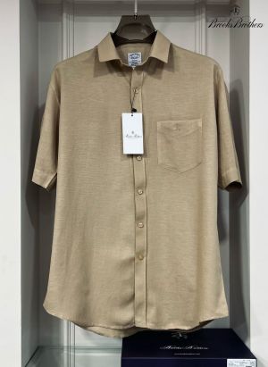Brooks_Brothers_Beige_Pocket_Embroidery_Logo_Premium_Linen_Half_Shirt_(1487)
