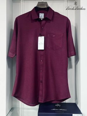 Brooks_Brothers_Maroon_Pocket_Embroidery_Logo_Premium_Linen_Half_Shirt_(1485)