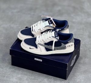 Nik_e Air Jordan Retro 1 X Dio_r Travis Scott Navy Blue