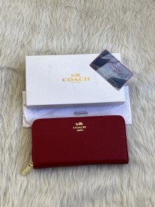 Coach_121_Wine_Long_Zippy_Wallet_With_OriginalBox_DustCover
