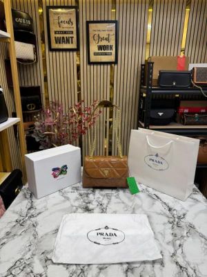 Prad_a Quilted Spectrum Shoulder Bag With Box And Dust Bag Including Carry Bag (9861-1 Brown)