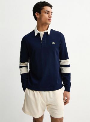 Lacost e Navy Polo Neck Full Sleeves Premium Collar T-shirt F3427-N2