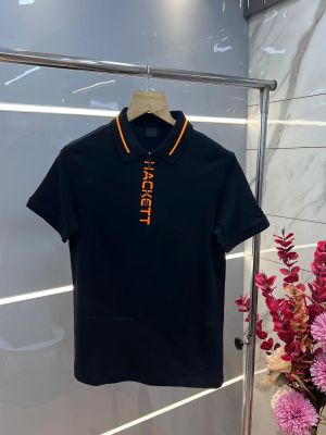 Hacket t Black Premium Imported Compact Yarn 240 GSM Interlock Fabric Polo Tshirt with Front and Collar Design 3428