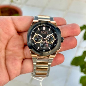 Hugo Boss Supernova Chronograph Silver Rose Gold Black Authentic Store Quality