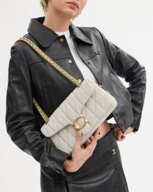 Coac_h Tabby Quilted White Shoulder Bag With Box And Dust Bag (CP150)