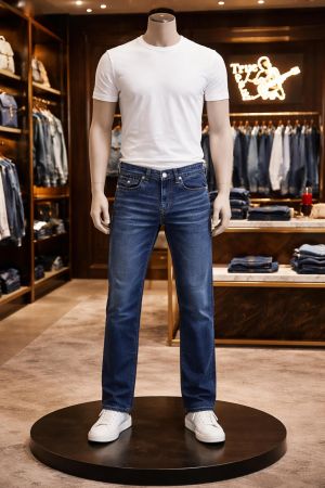 True Religio n Dark Shade Premium Imported Stretchable Lycra Fabric Straight fit Denim with Back Flap pocket Design 3673