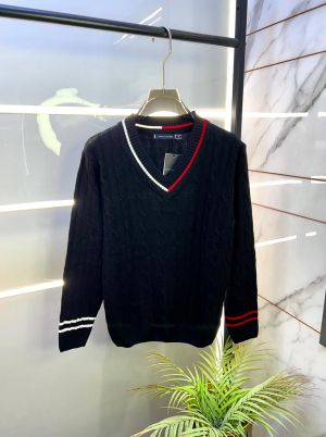 Tommy_Hilfiger Imported Black knitted V Neck Super Premium Pullovers F3238-BL