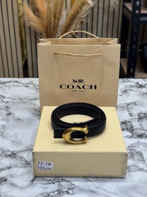 Coac_h Signature C Buckle Premium Quality Belt Smooth Black Leather (22-1)