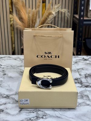Coac_h Signature C Buckle Premium Quality Belt Smooth Black Leather (22-2)