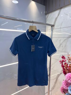 Hacke t Inkblue Premium 240 gsm interlock compact cotton fabric Polo Tshirt with Shoulder Strip and Emboss Logo 3213