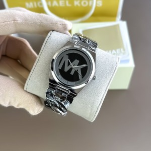 micheal kors elena silver with black dial