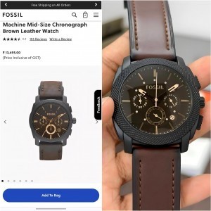 Fossi l Machine Mid Size Chronography Brown Lether Watch