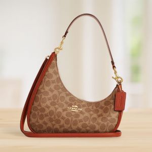 Coac_h Twisted Teri Shoulder Bag In Signature Coated Canvas With Box And Dust Bag (CB102-Brown)