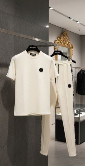 Balmai n Paris White Imported Embossed Print Premium Track Suit Brand Carry Bag Packing F3299-WH