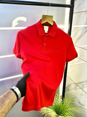 Calvin_Klein Red Premium Collar Neck Polo T-shirt F2874-RE