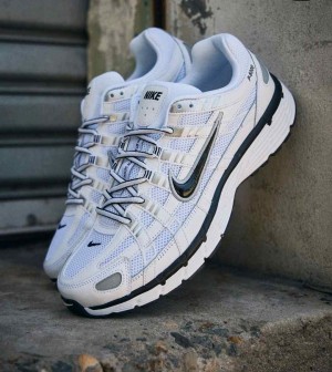 nikee P-6000 in White Black Metallic Silver