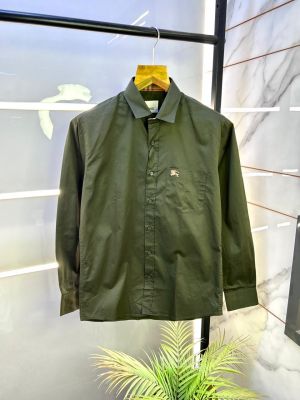 Burberr y Olive Premium Shirt With Brand Box Packing and Carry Bag F1946-OL