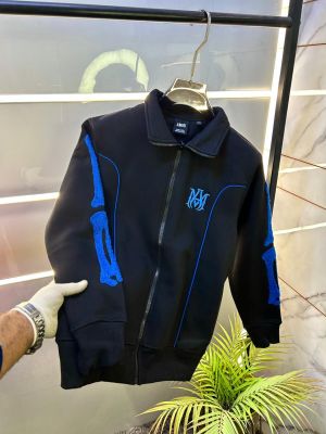 Amir i Bones Embroidery Logo Black Premium Varsity Jacket F3313-BL