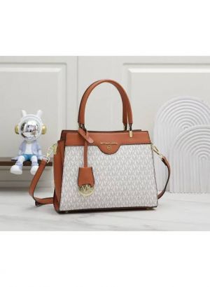 Michael_Kors Jana Signature Logo Convertible Crossbody Bag (Beige) (MK25-3)