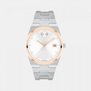 Movado Bold Conqeust Silver Rose Gold White Dial Japan