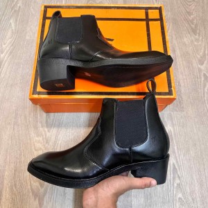 H M Cuban Heeled Black Chelsea Ankle Boots