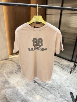 Balenciaga pink velvet Front Print Round neck Tshirt