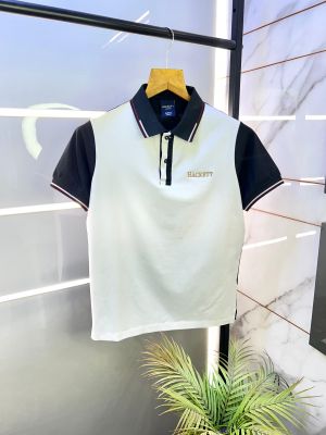 Hacket t London White Embroidery Back Print Premium Collar Neck T-shirt F2863-WH