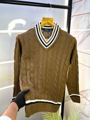 Ralph_Lauren Brown Imported knitted Super Premium Pullovers F2261-BR