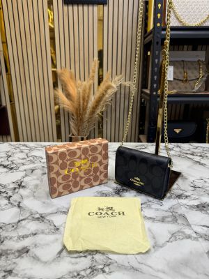 Coac_h Signature Canvas Monogram Wallet With Box And Dust Bag (Black-33336)