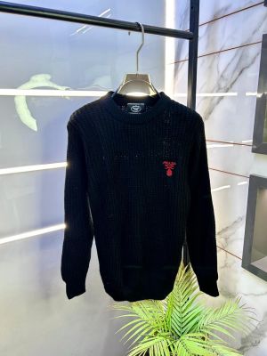 Prad a Milano Imported Black Embroidery Logo Premium Pullover F3329-BL