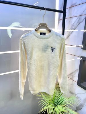 Prad a Milano Imported White Embroidery Logo Premium Pullover F3329-WH