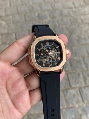 Patek Phillepe Skeleton Automatic Silicone Rose Black