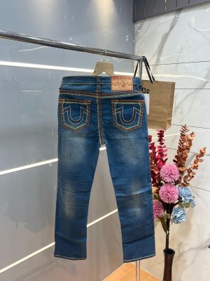 True Religio n Blue Shade Straight fit Premium Imported Stretchable Lycra Fabric Denim with Back Embroidered Design 3692