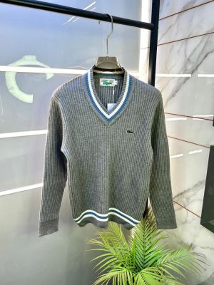 Lacost e Grey Imported knitted V Neck Super Premium Pullovers F3360-GY