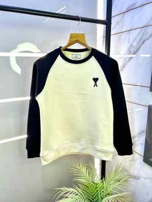 Ami Logo Imported Beige Super Premium Sweatshirts F3170-BE