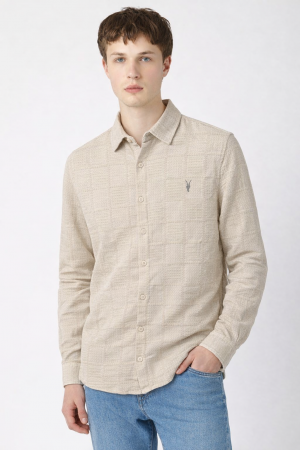 ALLSAINTS CHEST LOGO FULL SLEEVES IMPORTED SHIRT LIGHT YELLOW