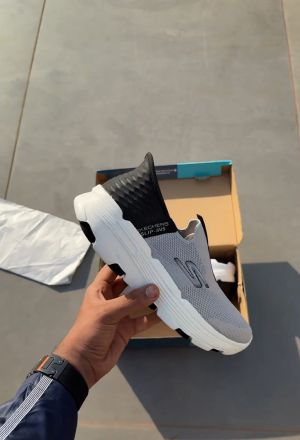 SKECHER S SLIP-INS MAX CUSHIONING GREY WHITE