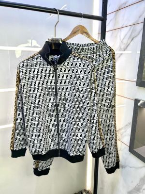 Fend i Imported Black Monogram Printed Super Premium Track Suit F3296-BL