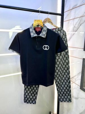 Gucc i Imported Black Monogram Print Super Premium Track Suit With Brand Carry Bag F2823-B1