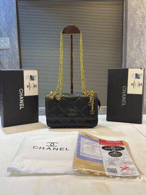 Chanel_Woven_Metal_Lambskin_Quilted_Small_Flap_Black_Gold_with_box_5523