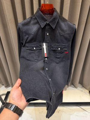 Diese_l Denim Shirts Charcoal Grey
