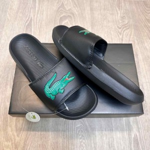 Lacost.e Serve Croco Premium Black Green Slides