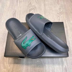 Lacost.e Serve Croco Premium Grey Green Slides