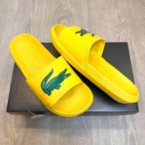 Lacost.e Serve Croco Premium Yellow Green Slides