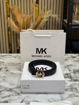 Michael_Kors Round MK Logo Buckle Leather Belt With Box And Dust Bag  Carry Bag Including Carry Bag (5-1-1)