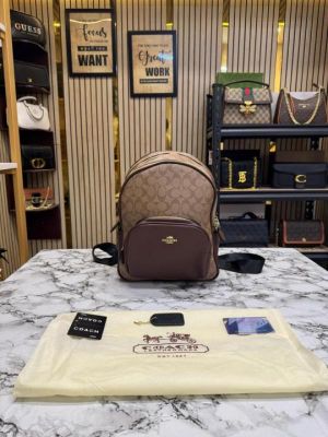 COAC_H LEATHER COURT WITH DUST BAG PREMIUM QUALITY BAGPACK [APRICOT COFFEE]