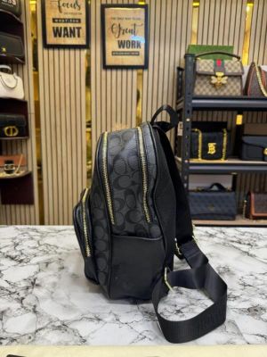 COAC_H LEATHER COURT WITH DUST BAG PREMIUM QUALITY BAGPACK [BLACK BLACK]