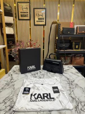 Karl lagerfeld KKushion Pleated Shoulder Bag With Box And Dust Bag (Black)