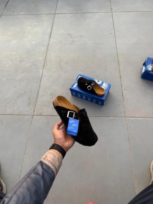 Birkenstoc k x Stussy Boston Suede Black