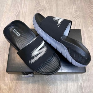 Skecher.s Go Recover Premium Black Grey Slides